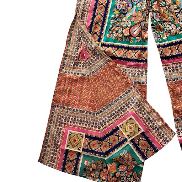 Fate NWT Boho Floral Scarf Print Wide-Leg Side Slit Palazzo Pants Women’s S - Picture 5 of 10